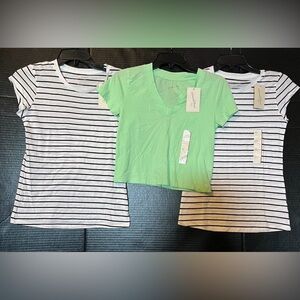 Universal Thread Black and White Striped & Green Tee Set